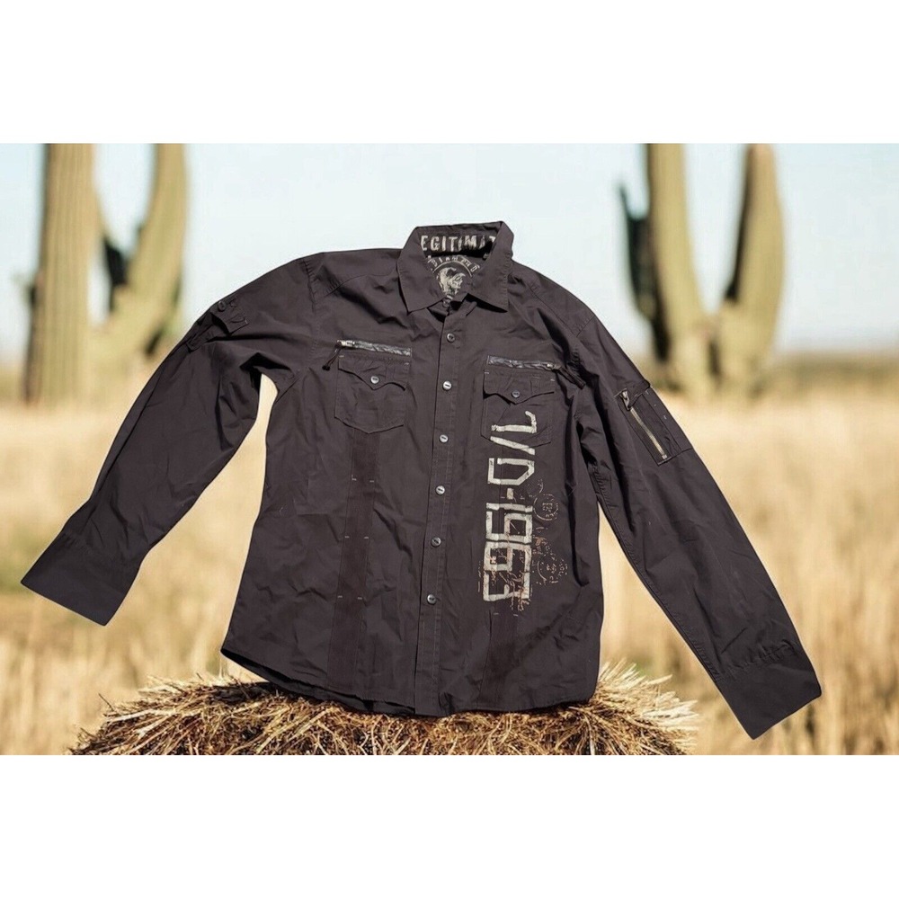 7 DIAMONDS MENS Y2k Style Cowboy Rodeo Western XXL BUTTON UP ZIP POCKETS